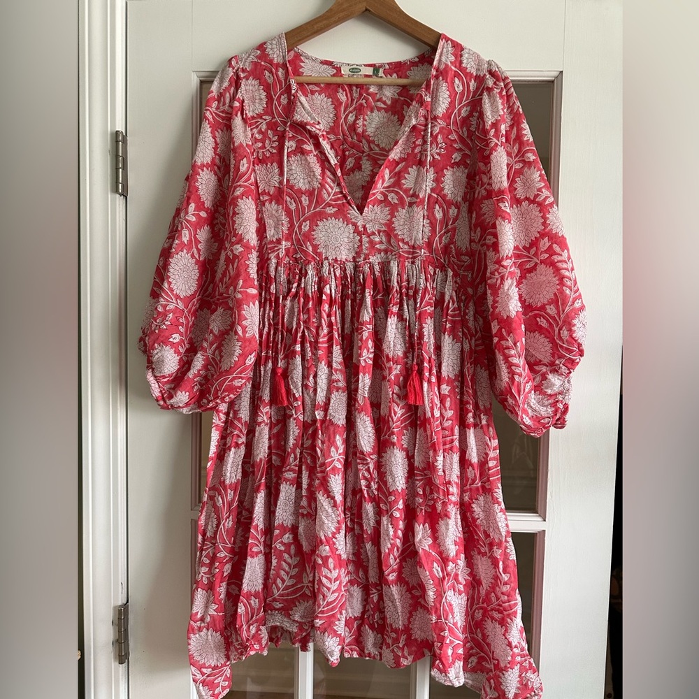 Floral Red and White Mini Dress